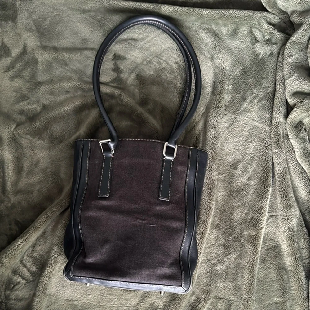 Coach Vintage Classic Legacy Brown Leather and Linen Bonnie Bucket 